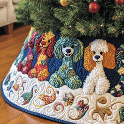 Christmas Colorful Poodle Quilted Tree Skirt Thoughtful Valentine�s Day Gift Merch