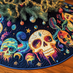 Christmas Melting Skull Quilted Tree Skirt Charming Tree Skirt Gift Idea