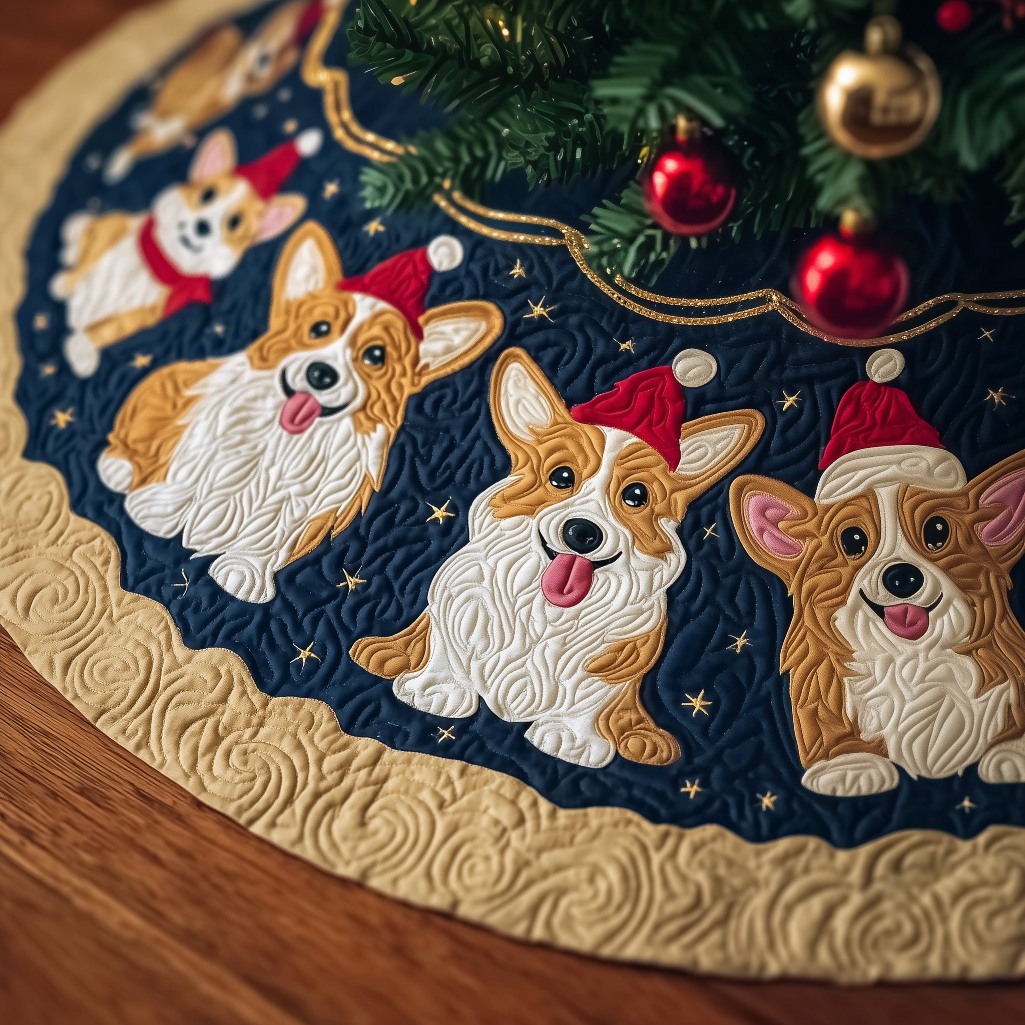 Christmas Corgi Quilted Tree Skirt Must-Have Holiday Decor Merch