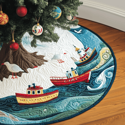 Christmas Coastal Quilted Tree Skirt Holiday Season Merch