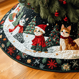 Christmas Cat Quilted Tree Skirt Spring Merch Pick