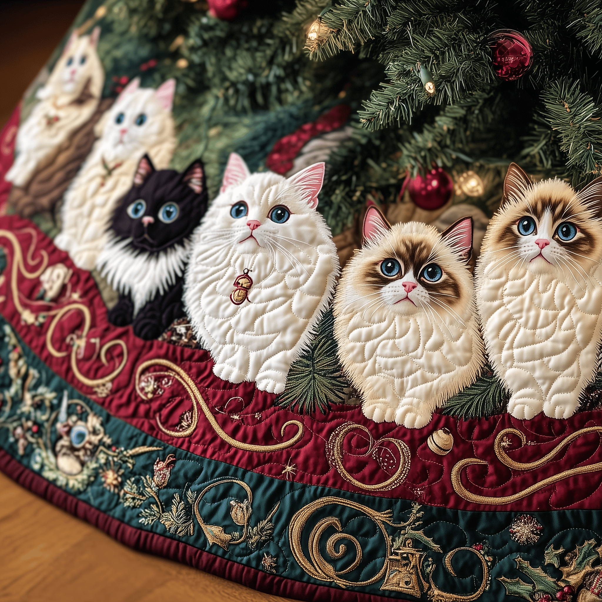 Christmas Ragdoll Cat Quilted Tree Skirt Thoughtful Valentine�s Day Gift Merch