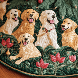 Christmas Tulip Golden Retriever Quilted Tree Skirt Thoughtful Gift Merch For Dad