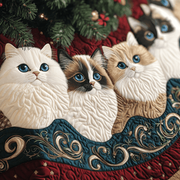 Christmas Ragdoll Cat Quilted Tree Skirt Lovely Mother�s Day Gift Merch