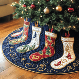Christmas Stockings Quilted Tree Skirt Lovely Mother�s Day Gift Merch