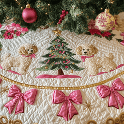 Christmas Poodle Quilted Tree Skirt Heartfelt Gift Merch For Mom