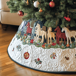 Farmhouse Horse Quilted Tree Skirt Holiday Gift Merch