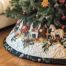Farmhouse Horse Quilted Tree Skirt Perfect Christmas Gift Merch