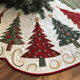 Colorful Christmas Trees Quilted Tree Skirt Perfect Home For Christmas Tree Merch