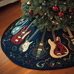 Christmas Swirl Guitar Quilted Tree Skirt Festive Tree Skirt Gift Choice