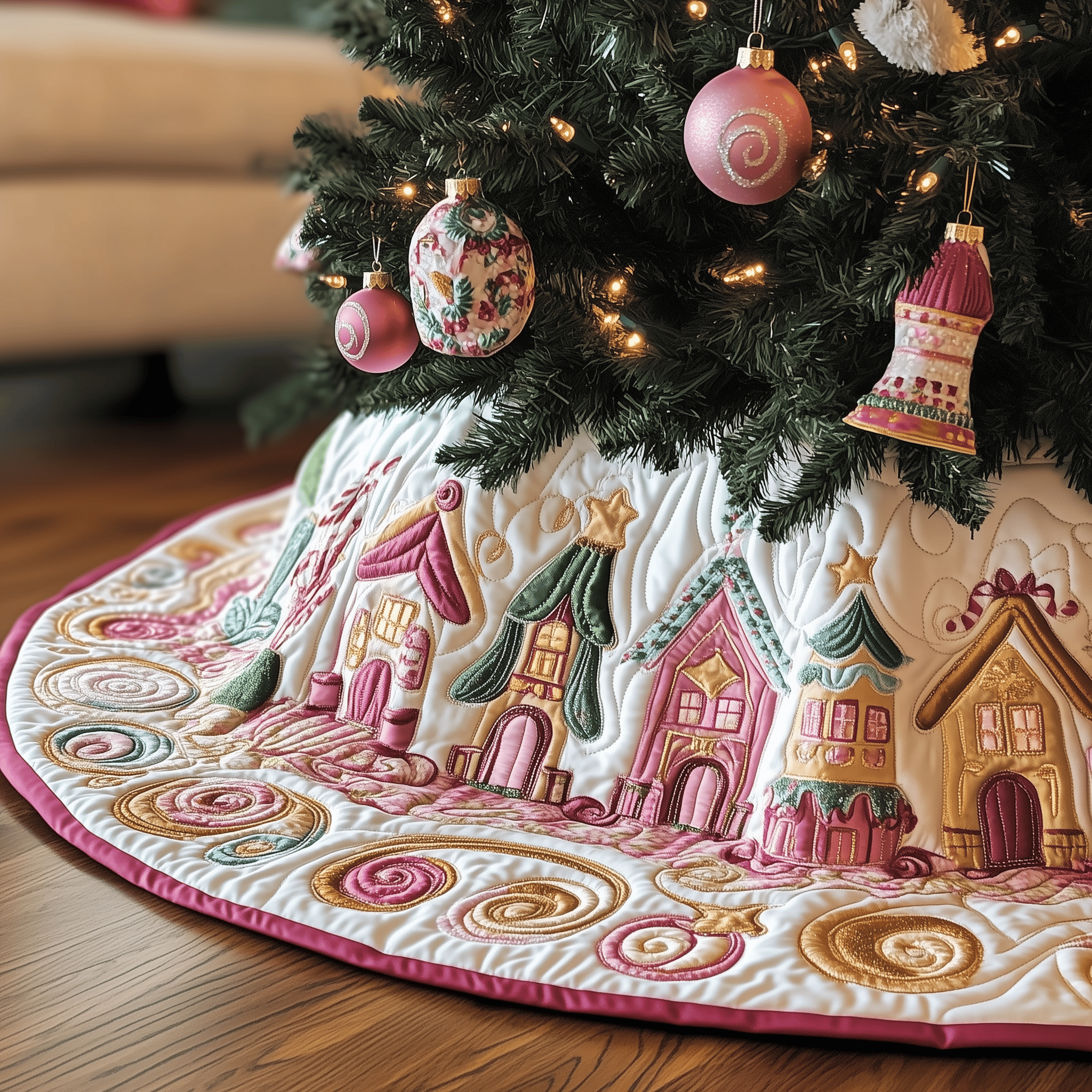 Christmas Village Quilted Tree Skirt Beautiful Christmas Tree Skirt Merch