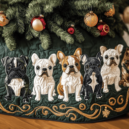 Festive Bulldog Quilted Tree Skirt Festive Living Room Merch