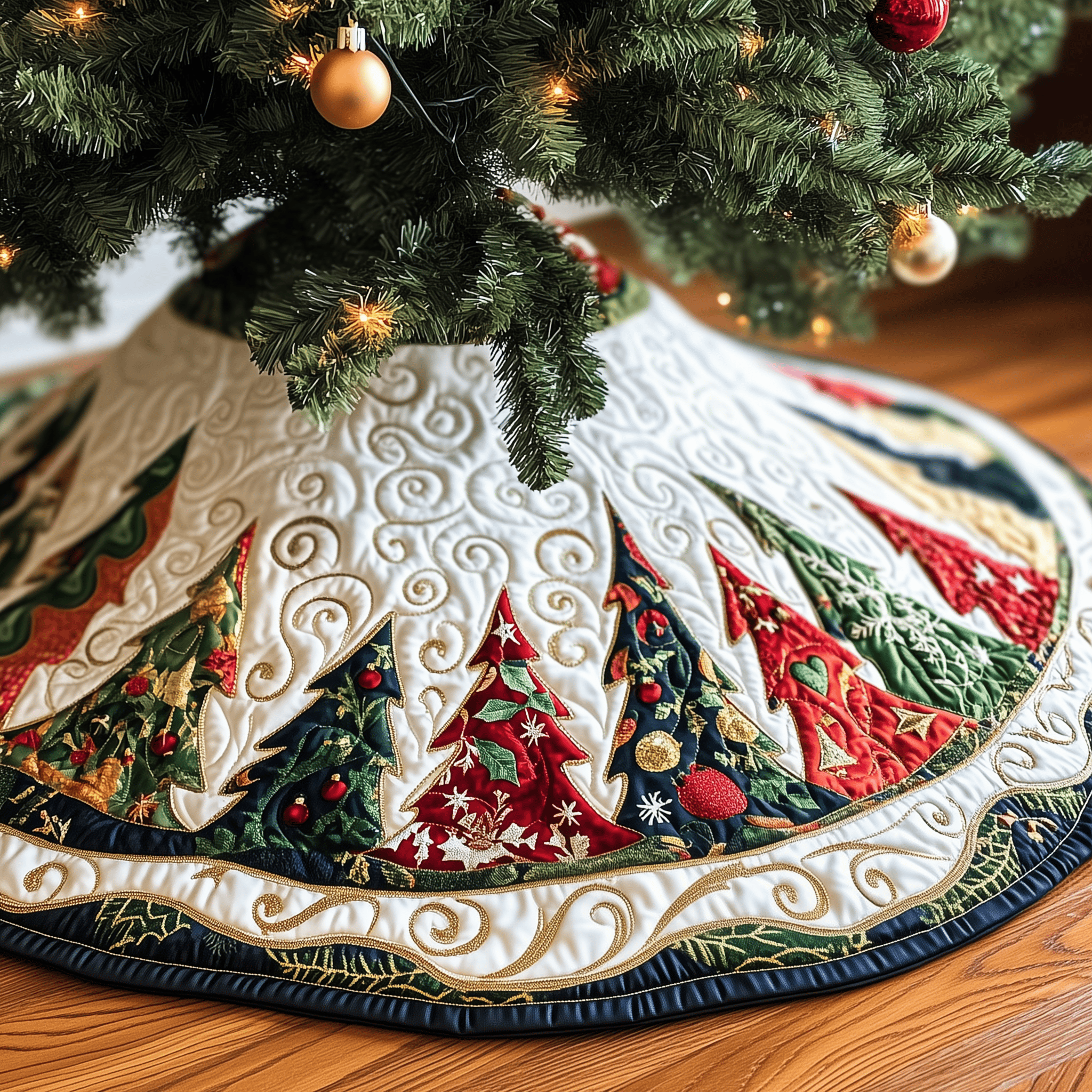 Christmas Tree Quilted Tree Skirt Charming Tree Skirt Gift Idea