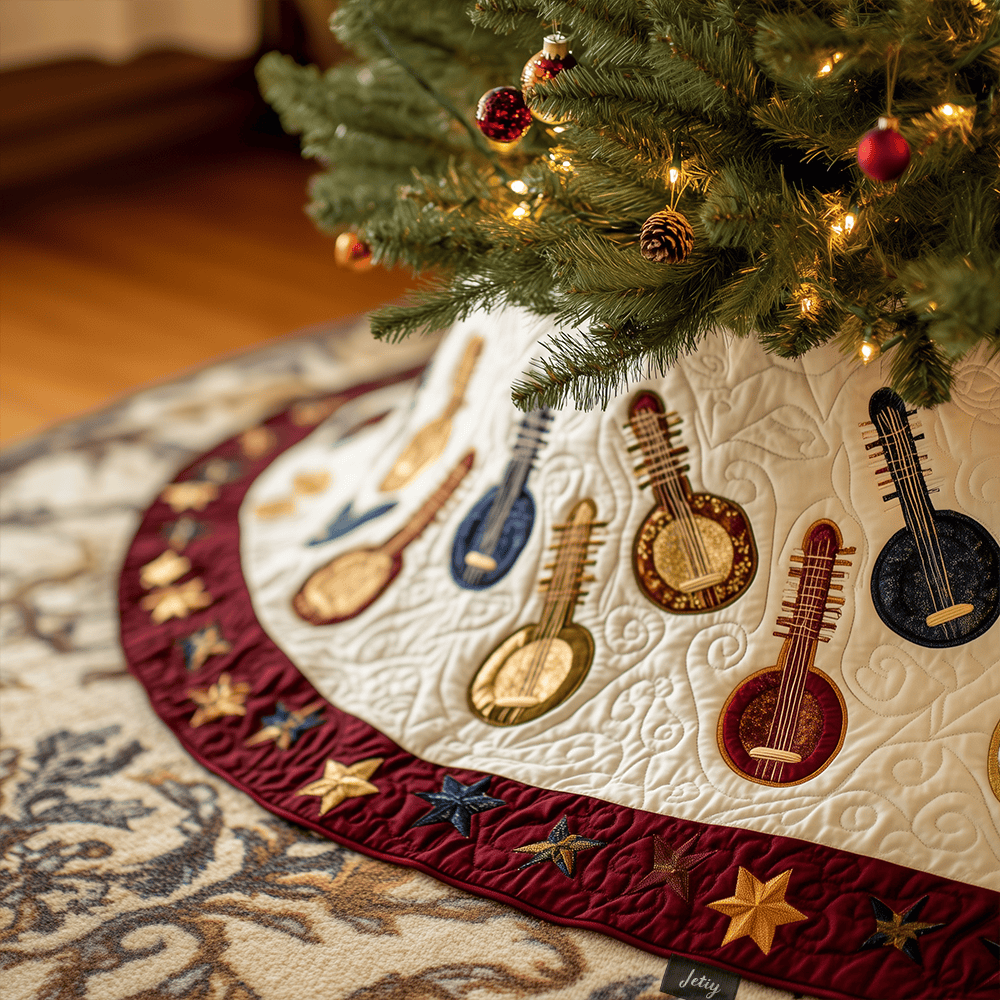 Festive Banjo Quilted Tree Skirt Heartfelt Gift Merch For Mom