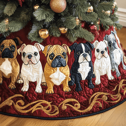 Festive Bulldog Quilted Tree Skirt Beautiful Christmas Tree Skirt Merch