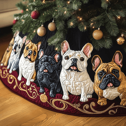 Festive Bulldog Quilted Tree Skirt Joyful Home Merch Collection