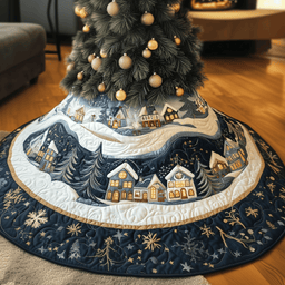 Christmas Village Quilted Tree Skirt Stylish Holiday Decor Gift Merch