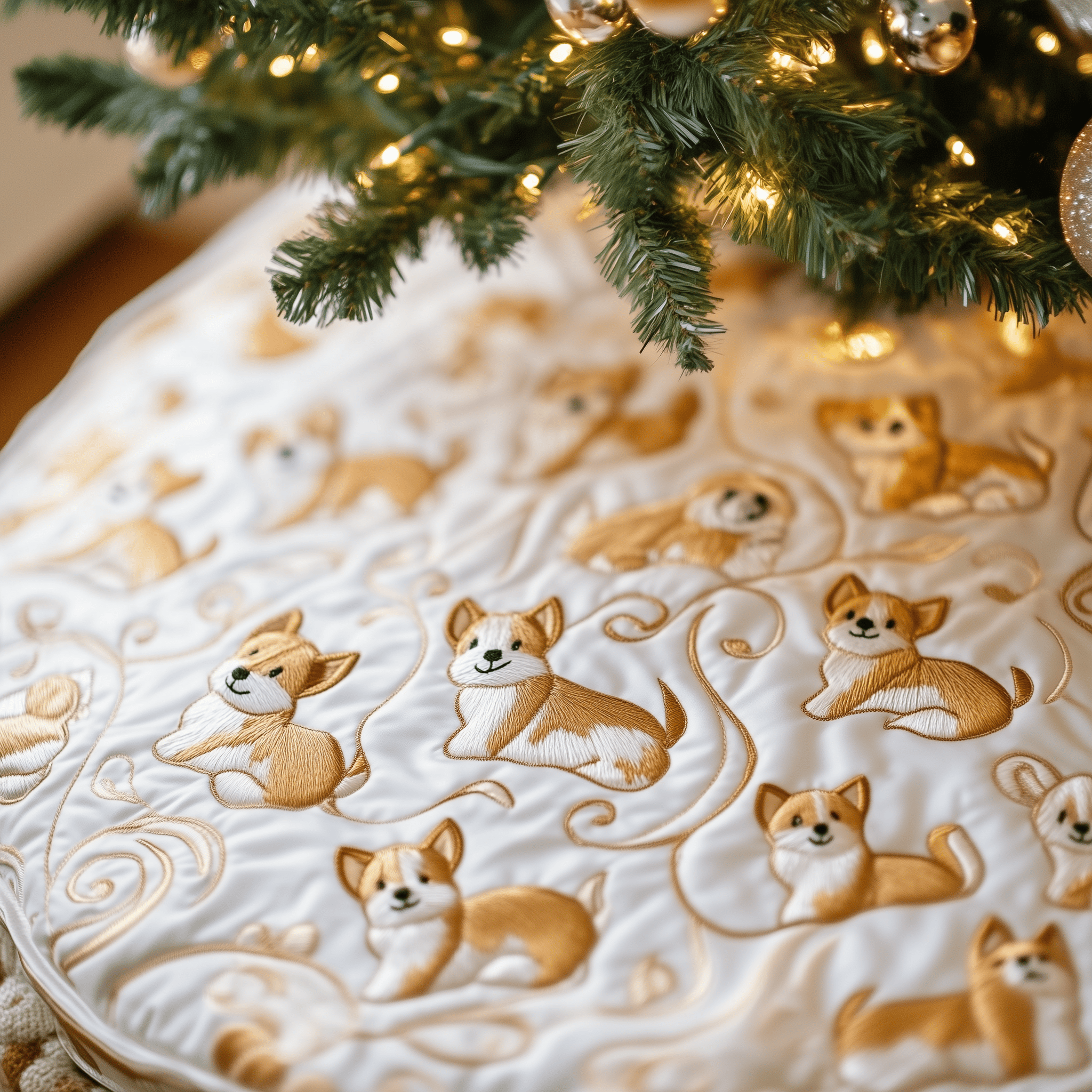 Corgi Quilted Tree Skirt Best New Year Gift Merch