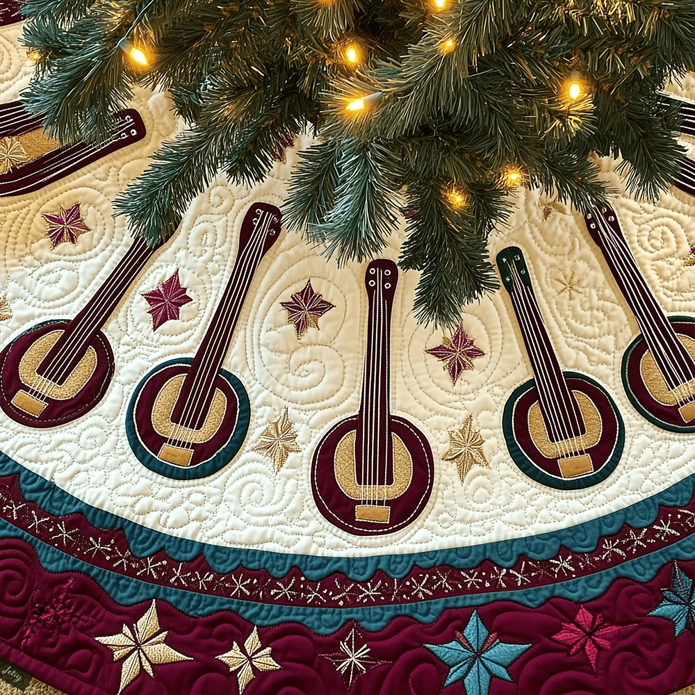 Festive Banjo Quilted Tree Skirt Special Birthday Gift Merch