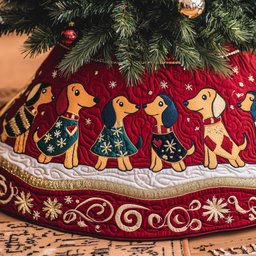 Dachshund Charm Quilted Tree Skirt Lovely Mother�s Day Gift Merch