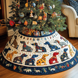Playful Dachshund Quilted Tree Skirt Perfect Tree Skirt Decoration Merch