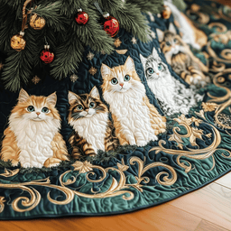 Festive Cat Quilted Tree Skirt Festive Tree Skirt Gift Choice