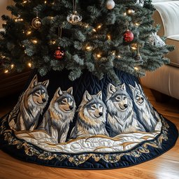 Wolf Quilted Tree Skirt Heartfelt Gift Merch For Mom