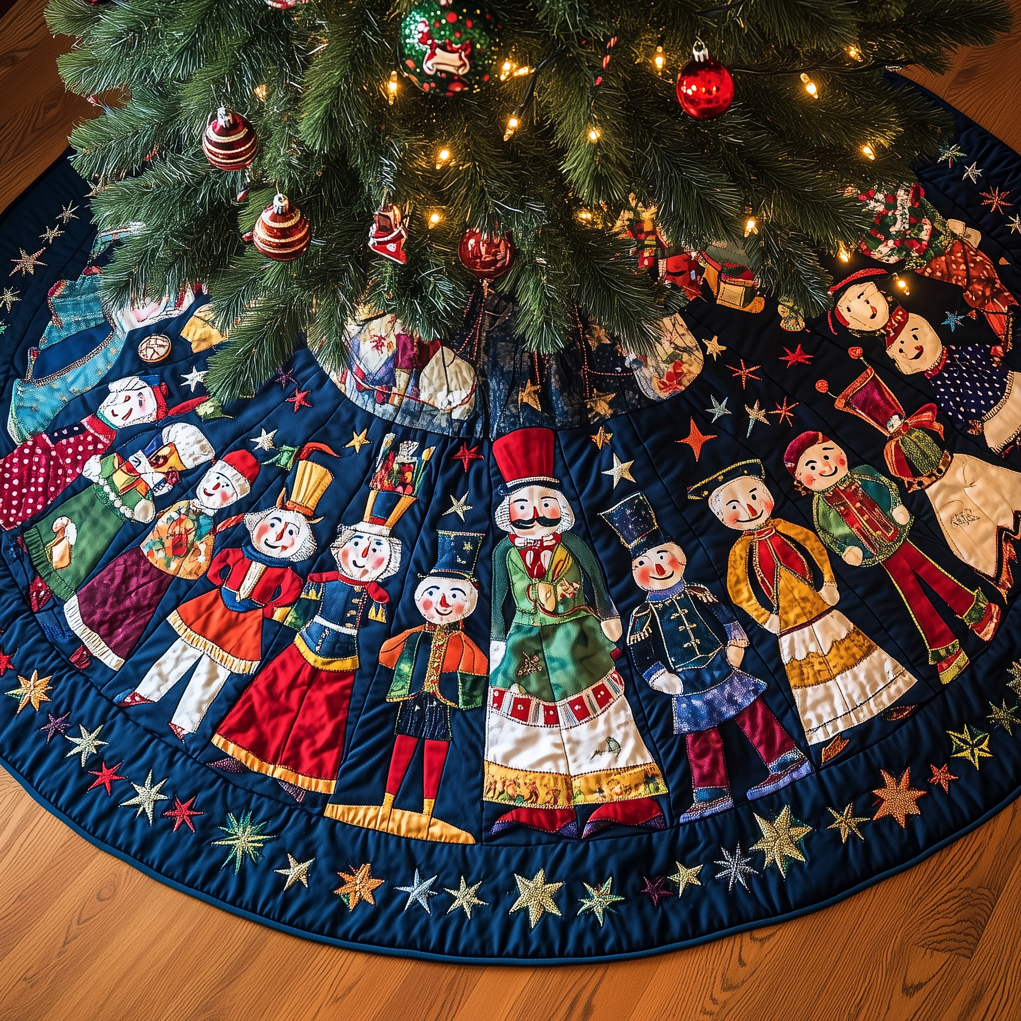 Grumpy Sleepy Nutcrackers Quilted Tree Skirt Heartwarming Father�s Day Gift Merch