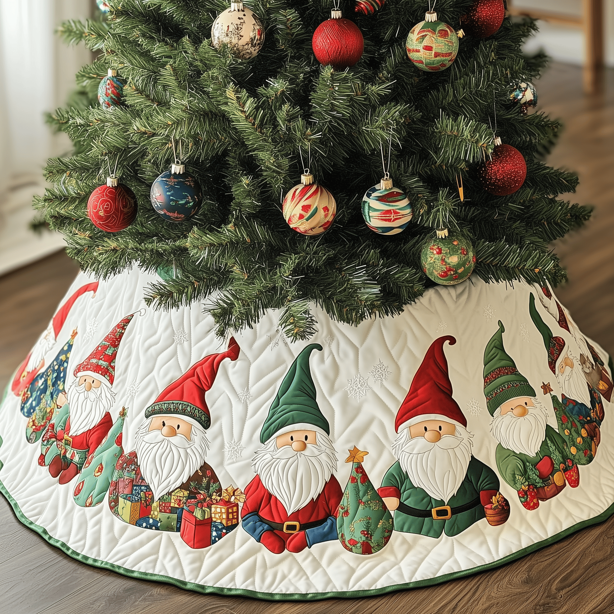 Gnome Quilted Tree Skirt Perfect Home For Christmas Tree Merch