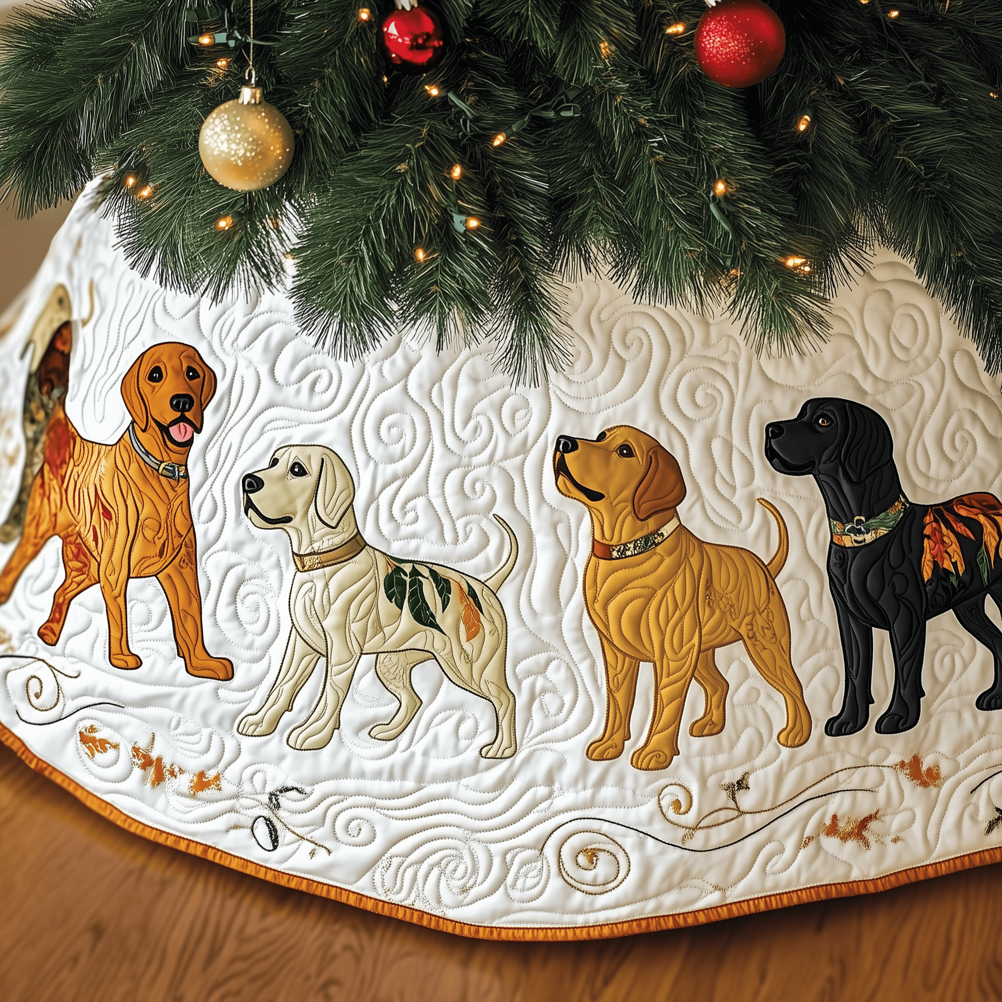 Labrador Retriever Quilted Tree Skirt Charming Thanksgiving Gift Merch