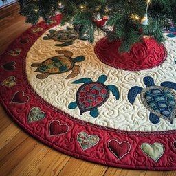 Sea Turtle Quilted Tree Skirt Heartfelt Gift Merch For Mom