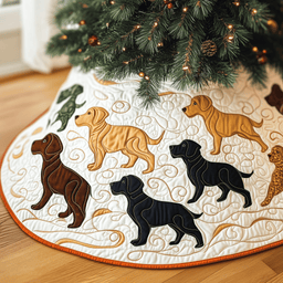 Labrador Retriever Quilted Tree Skirt Joyful Holiday Season Gift Merch