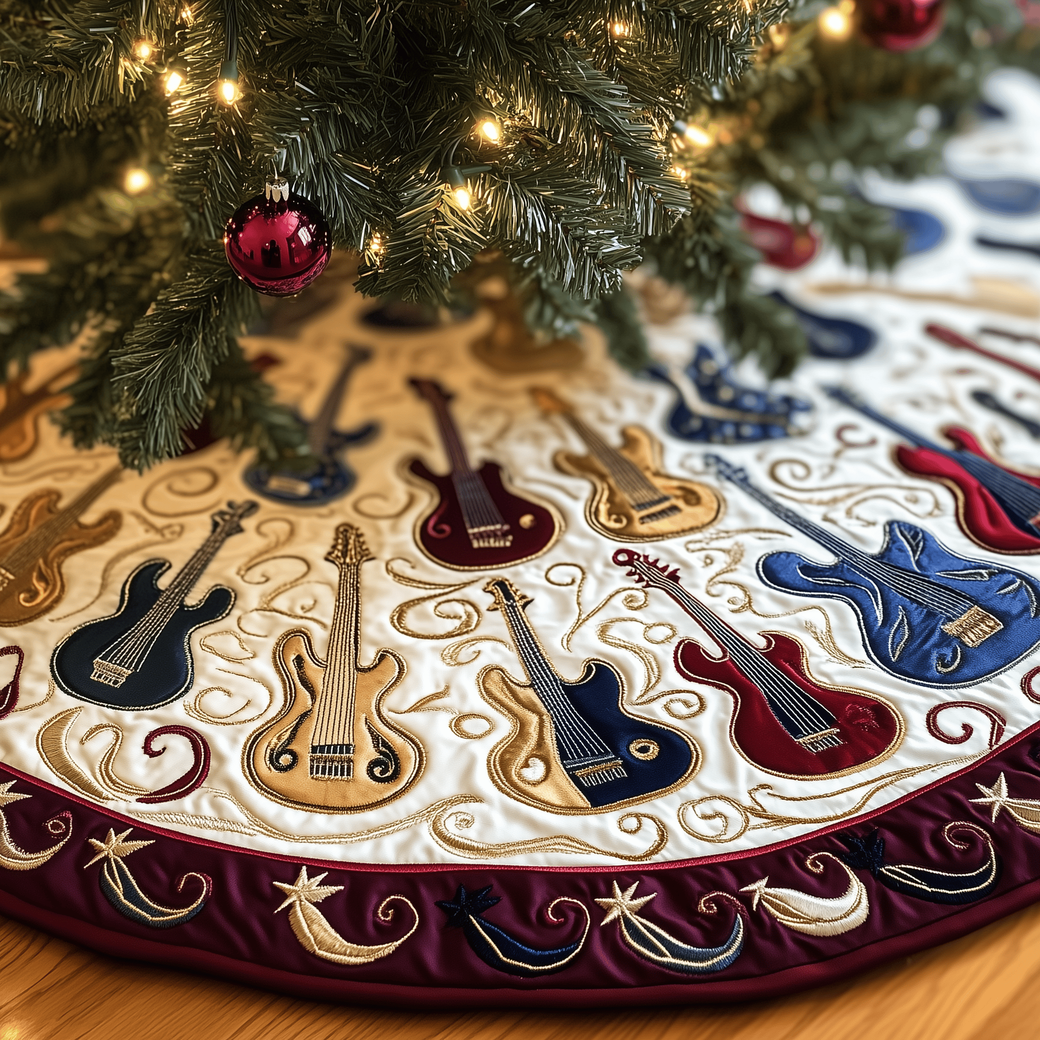 Guitar Bass Quilted Tree Skirt Lovely Mother�s Day Gift Merch