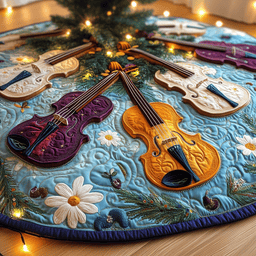 Joyful Violin Quilted Tree Skirt Holiday Tree Skirt Must-Have