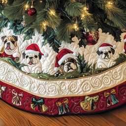 Festive English Bulldog Quilted Tree Skirt Best Gift Merch For Him