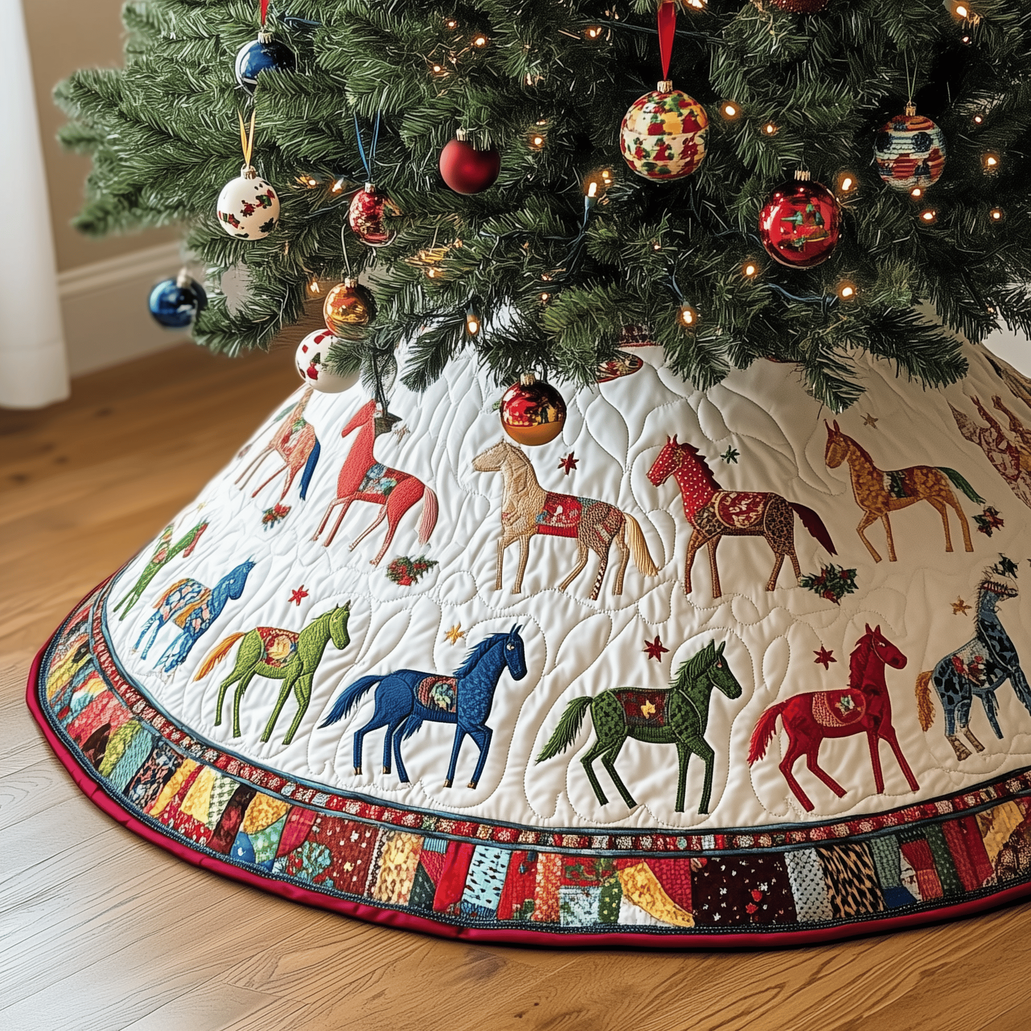 Vibrant Horses Quilted Tree Charming Holiday Home Merch