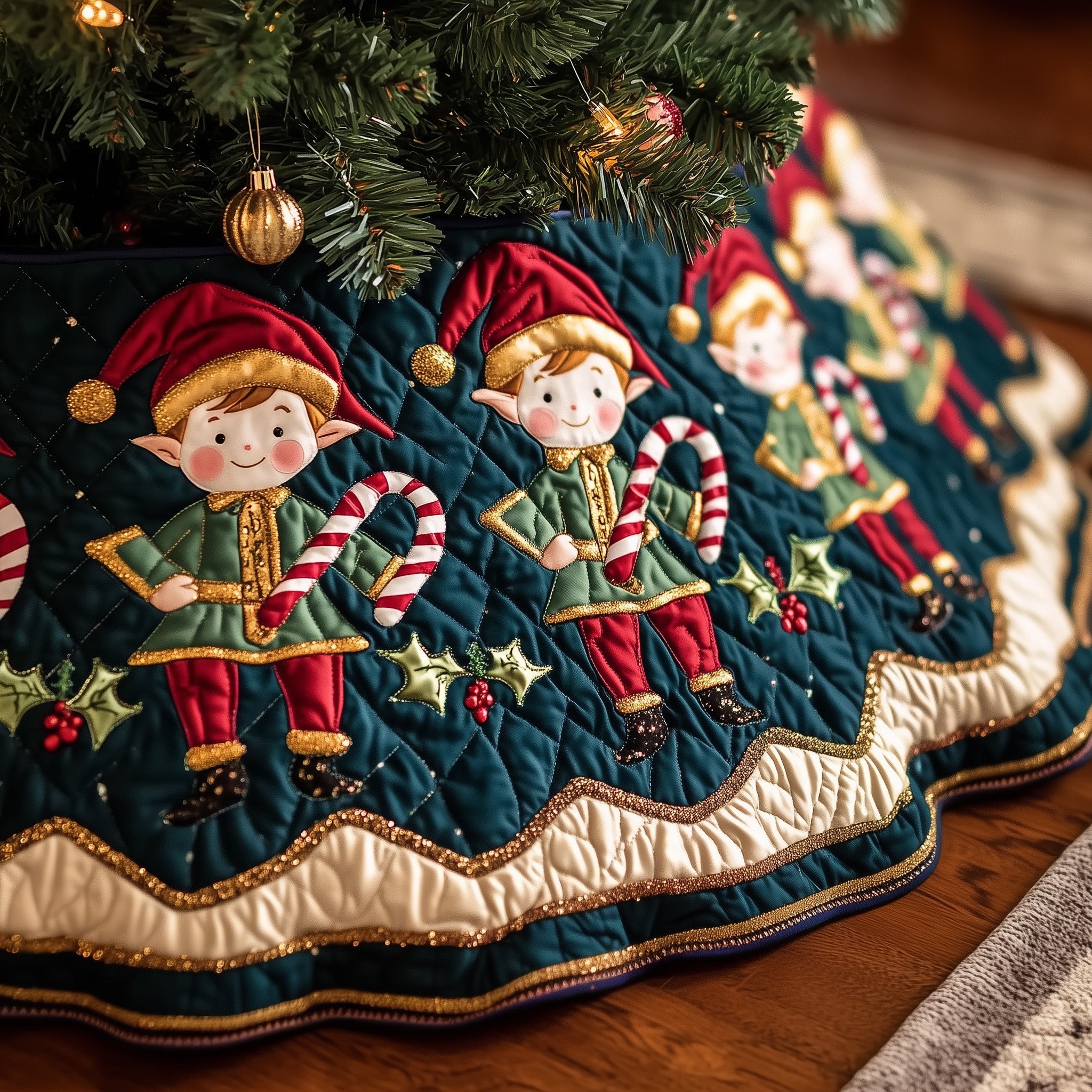 Santa Helper Quilted Tree Skirt Perfect Gift Merch For Her
