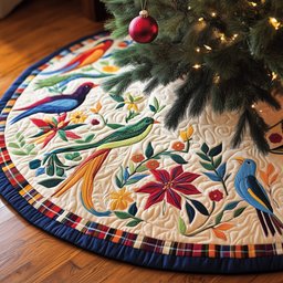 Festive Wings Quilted Tree Skirt Charming Holiday Home Merch