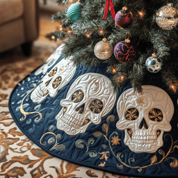 Festive Skull Quilted Tree Skirt Best New Year Gift Merch