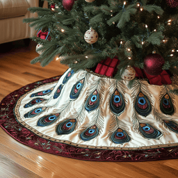 Peacock Feather Quilted Tree Skirt Perfect Tree Skirt Decoration Merch