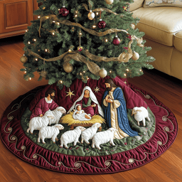 Nativity Scene Quilted Tree Skirt Special Birthday Gift Merch