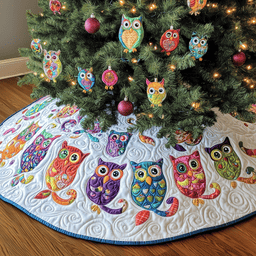 Owls Quilted Tree Skirt Festive Living Room Merch