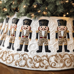 Festive Leopard Nutcracker Quilted Tree Skirt Joyful Home Merch Collection
