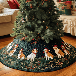 Joyful Christmas Corgi Quilted Tree Skirt Joyful Holiday Season Gift Merch