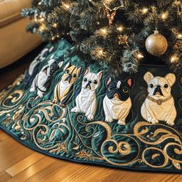 Festive French Bulldog Quilted Tree Skirt Perfect Christmas Gift Merch
