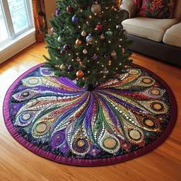 Peacock Mandala Quilted Tree Skirt Perfect Christmas Gift Merch
