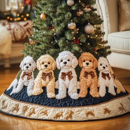 Poodle Joy Quilted Tree Skirt Must-Have Holiday Decor Merch