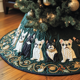 Festive French Bulldog Quilted Tree Skirt Adorable Easter Gift Merch