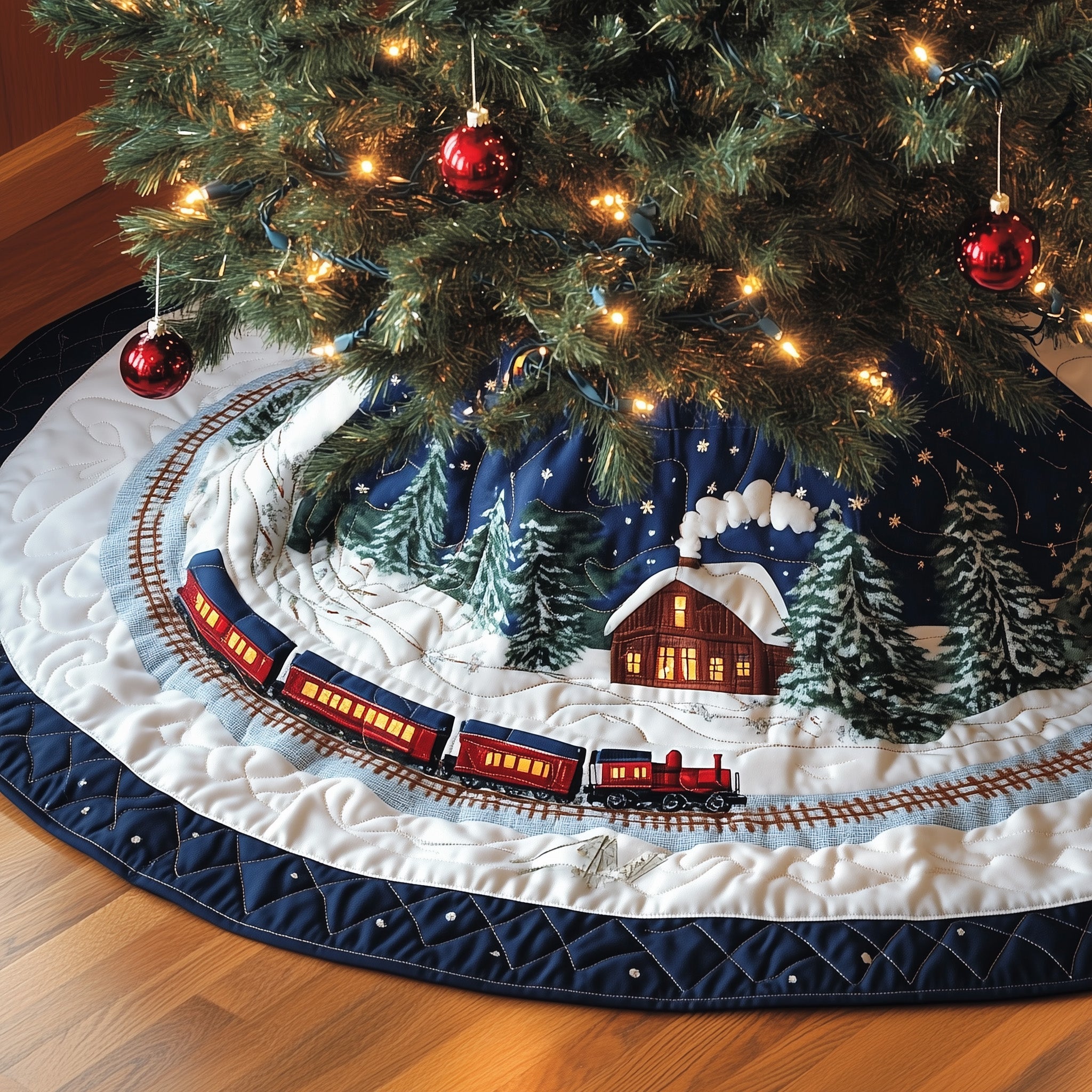 Snow Railway Quilted Tree Skirt Thoughtful Valentine�s Day Gift Merch