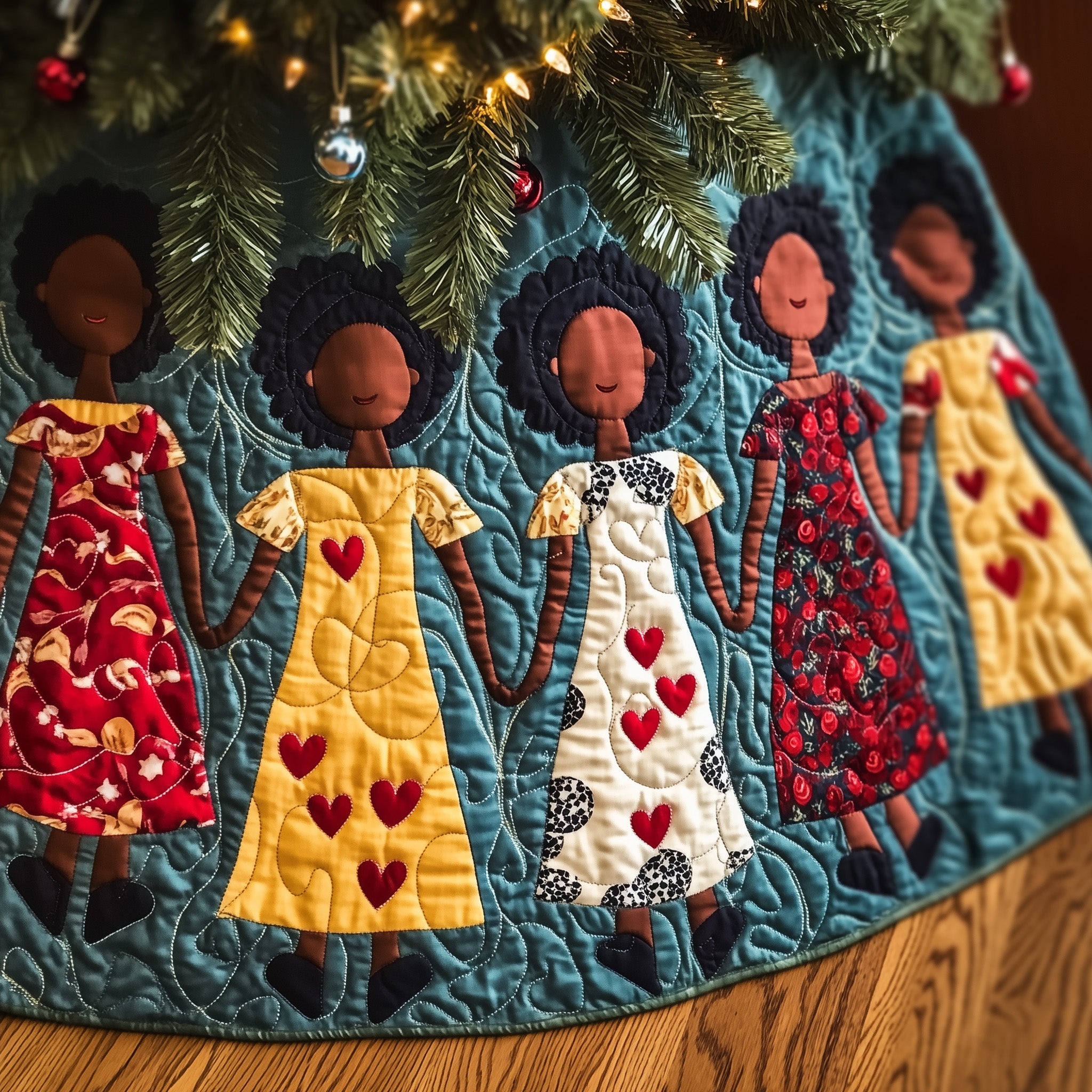 Golden Glow Quilted Tree Skirt Best New Year Gift Merch